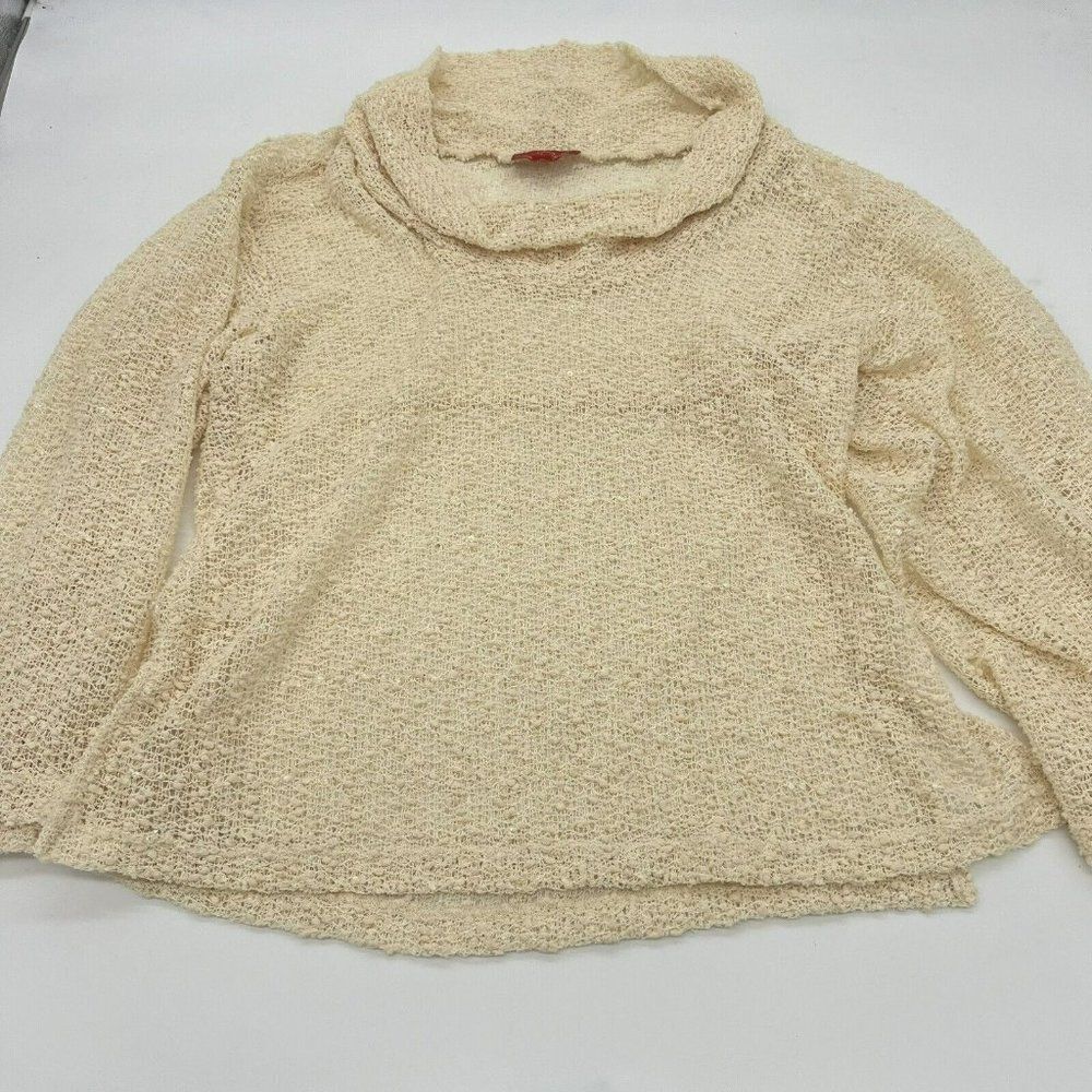 Oscar De La Renta Cowl Neck Open Knit Shimmer Sweater Size Medium
